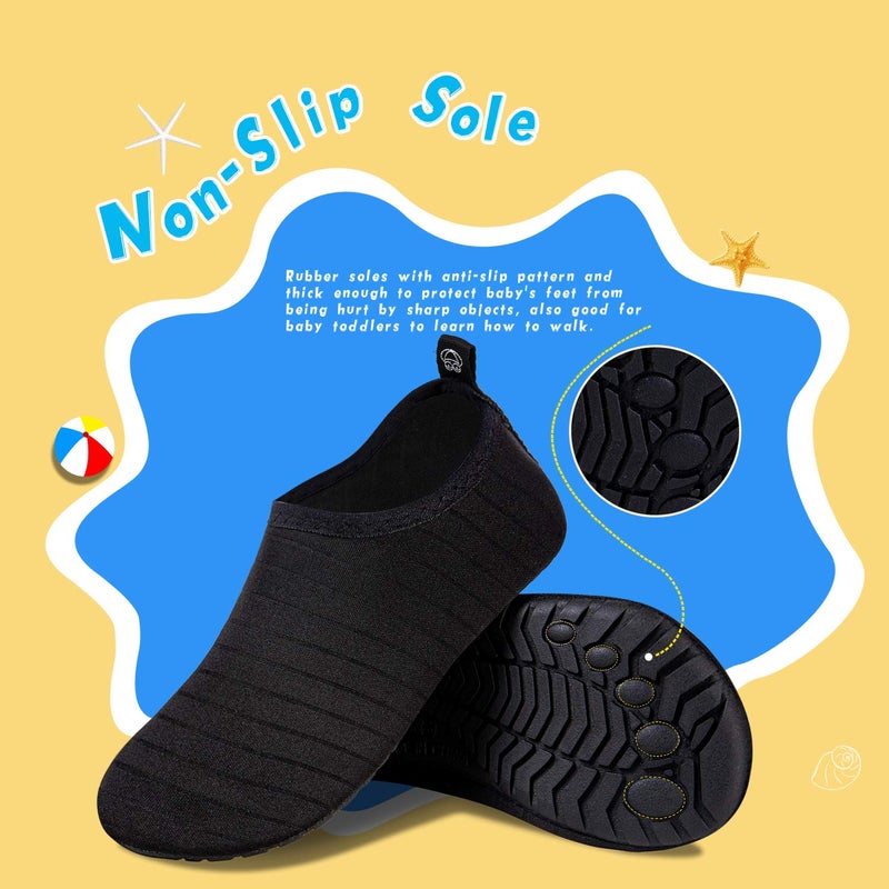 WateLves Kids Water Shoes Toddler Girls Boys Barefoot Non-Slip Quick Dry Aqua Socks for Beach Swim Walking (Striped Black, 30/31) - Image 4